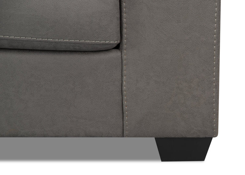 Made in Canada Morty 2-Piece Left-Facing Leather-Look Fabric Sectional with Sofa and Accent Pillows - Grey