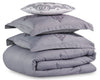Arista 4-Piece Full/Queen Comforter Set - Grey | Ensemble d'édredon Arista 4 pièces pour lit double ou grand lit - gris