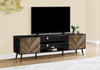 Archer 71" Modern TV Stand with Storage and Cable Management for TVs up to 80"- Black and Brown Two|Meuble pour téléviseur moderne Archer de 71 po avec rangement et système de gestion des câbles pour