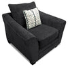 Made in Canada Febe 49\" Chenille Fabric Chair with Flared Arms and Wood Legs - Charcoal Grey