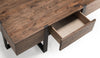 Manchester 54" Modern Sofa Table with Storage and Shelf - Brown Wood with Iron Base|Table de salon moderne Manchester de 54 po avec rangement et tablette - bois brun avec base en fer