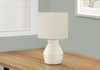 17" Cream Ceramic Linen Drum Shade Table Lamp|Lampe de table de 17 po en céramique crème avec abat-jour cylindrique lin