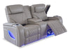 Elite Genuine Leather Power Reclining Loveseat with Massage Function and Power Headrests - Grey  