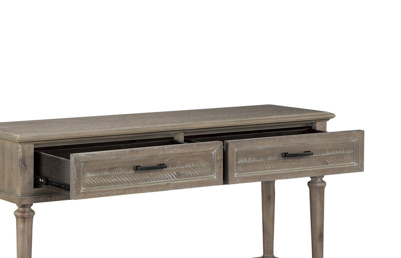 Winston 54\" Rustic Sofa Table with Storage and Shelf - Light Brown with Driftwood Finish