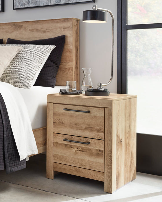 Derekson Bedside 2-Drawer Nightstand with USB Ports, 21.7\"W x 24.4\"H - Natural