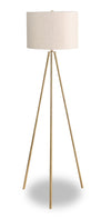 63\" Gold Metal Tripod Floor Lamp