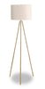 63" Gold Metal Tripod Floor Lamp|Lampe à pied de type trépied de 63 po en métal doré