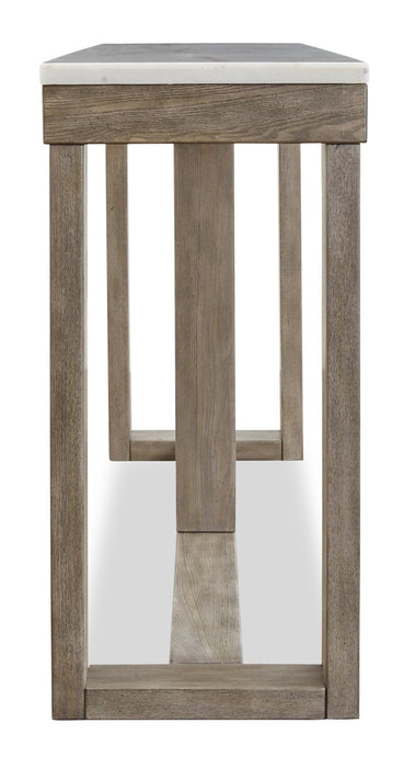 Corsa 64\" Modern Sofa Table - Marble Top with Grey Brown Wood Base