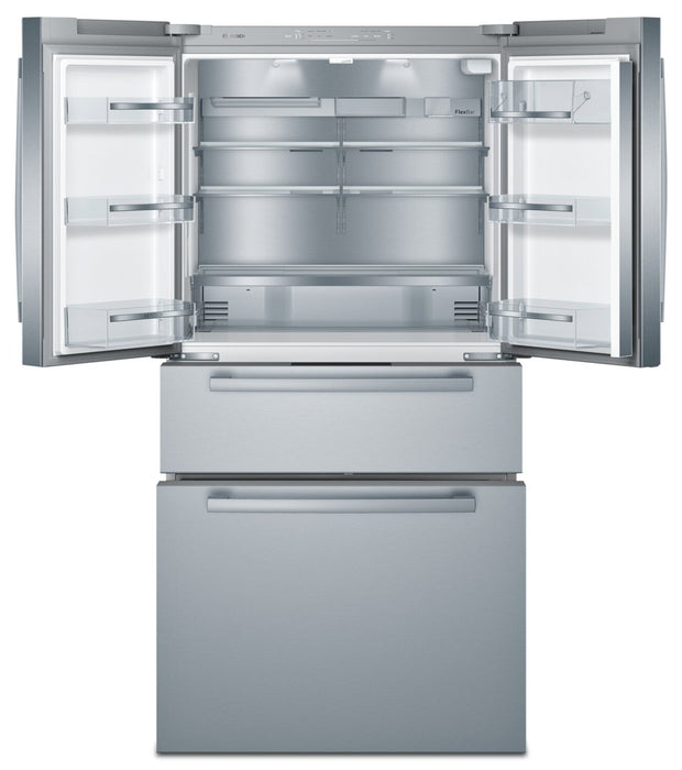 Bosch 800 Series 36\" 20.5 Cu. Ft. Smart 4-Door French Door Refrigerator with Dual Compressor - Stainless Steel