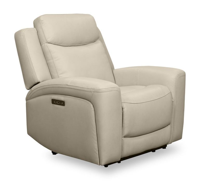 Scott Living Prescott 42.5\" Genuine Leather Power Reclining Chair with Power Headrest - Platinum Grey