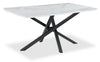 Bari Dining Table with Marble-Look Ceramic Top, Metal, Geometric Base, 63"W - White | Table de salle à manger Bari de 63 po (L) avec dessus en céramique d’apparence marbre et base géométrique en métal - blanche
