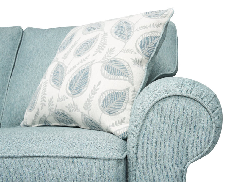Made in Canada Scarlett 64\" Chenille Fabric Loveseat with Rolled Arms and Accent Pillows - Marine Blue