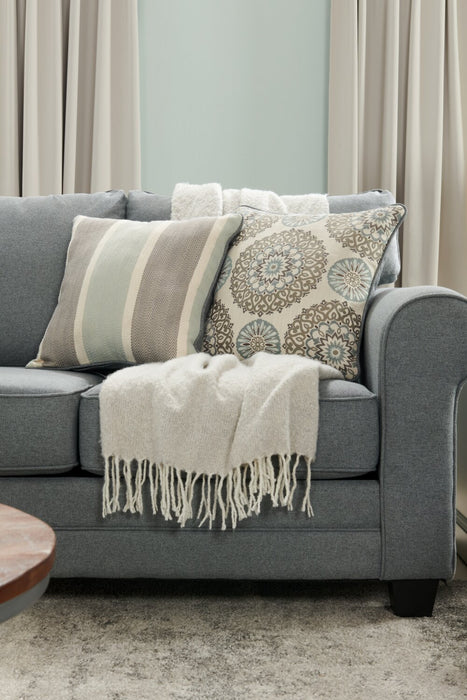 Made in Canada Tula 88\" Fabric Sofa with Rolled Arms and Accent Pillows - Steel Grey