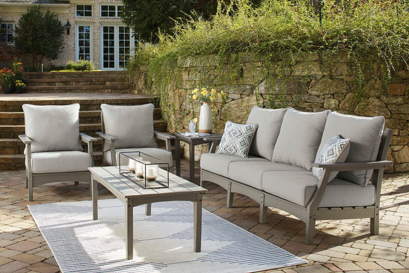 Cape Outdoor Patio Set of 2 Chairs - High Density Plastic & Nuvella Fabric , UV & Weather Resistant - Grey