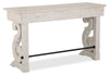 Bronwyn 50" Traditional Sofa Table with Storage - Alabaster Pine with Scroll Design Wood Base|Table de salon traditionnelle Bronwyn de 50 po avec rangement - pin albâtre avec base en bois à volutes