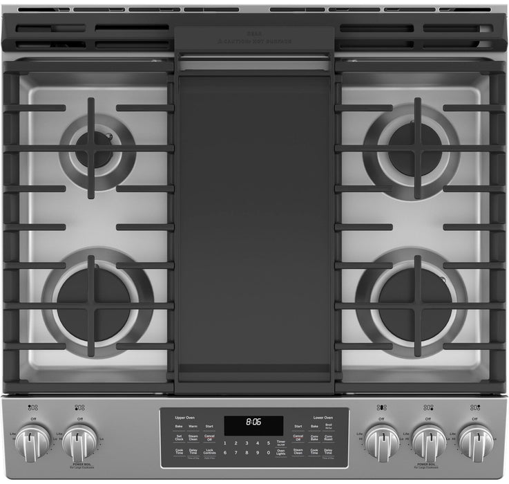 GE 6.7 Cu. Ft. Gas Range with Steam Clean and Edge To Edge Cooktop - Stainless Steel - JCGSS86SPSS