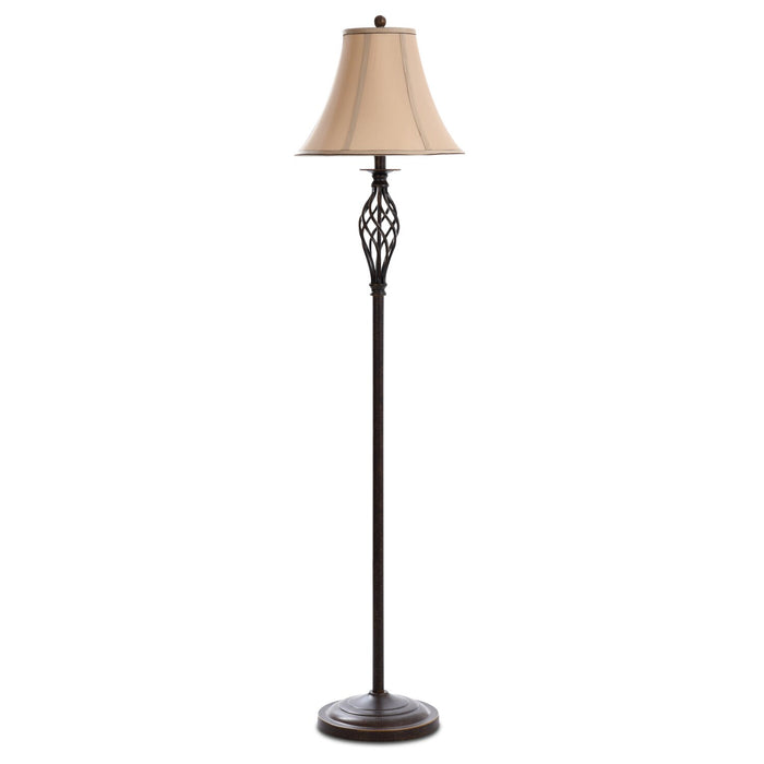 Fiona Traditional Antiqued-Bronze 3-Piece Set, Floor and Two Table Lamps