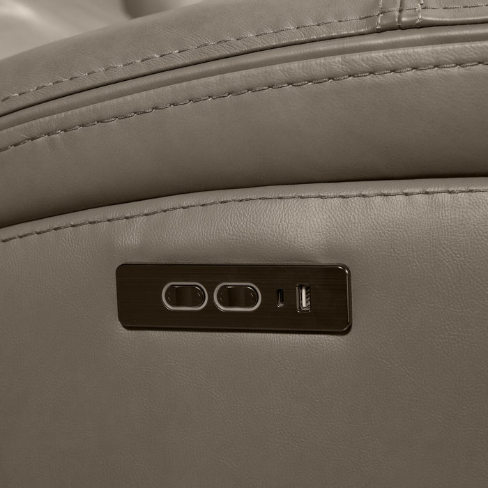 Scott Living Prescott 42.5\" Genuine Leather Power Reclining Chair with Power Headrest - Grey