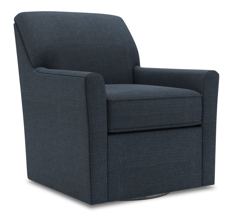 Made in Canada Sofa Lab Customizable Swivel 31\" Linen-Look Fabric Accent Chair - Luna Sailor Blue