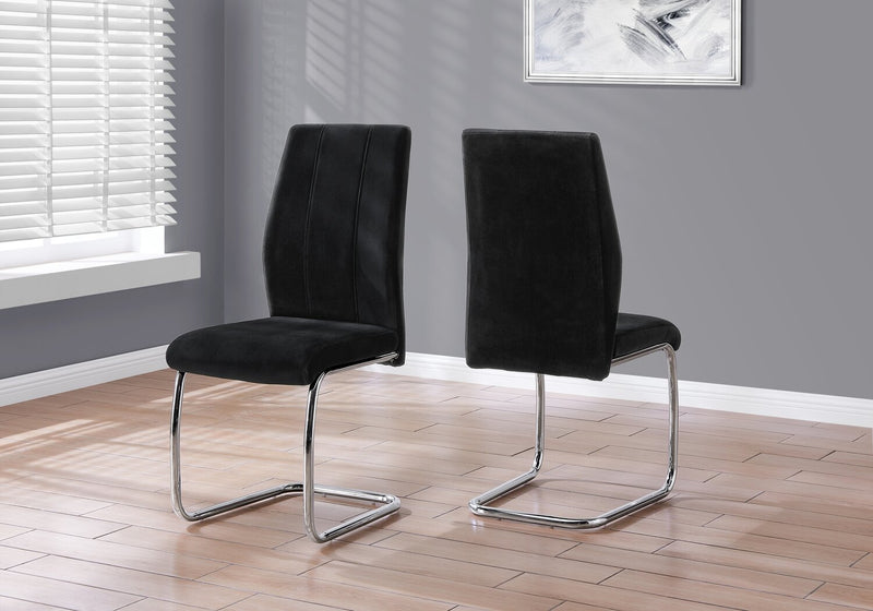Ross Dining Chair with Velvet-Look Fabric, Metal - Black