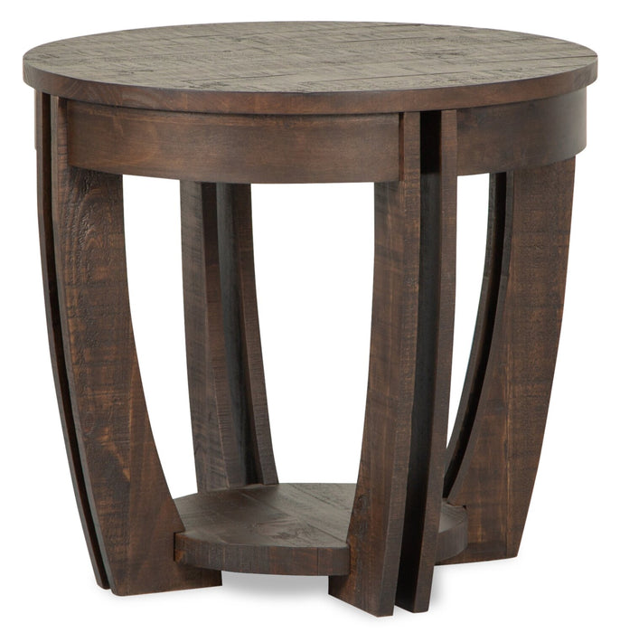 Lyndale 25\" Traditional Round End Table with Shelf - Brown Pine