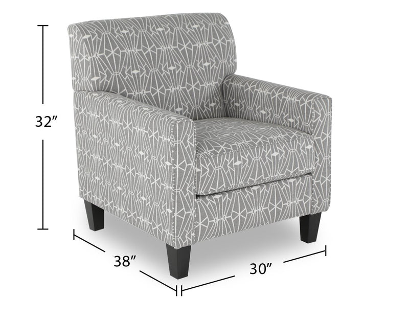 Made in Canada Cindy Crawford Home Kylie 30\" Linen-Look Fabric Accent Chair - Charcoal Emblem