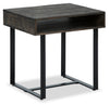 Vito 24" Modern End Table with Storage - Brown with Black Metal Legs|Table de bout moderne Vito de 24 po avec rangement - brune avec pattes en métal noir
