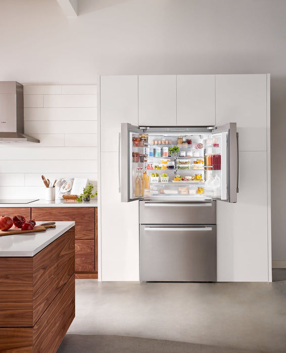 Bosch 800 Series 36\" 20.5 Cu. Ft. Smart 4-Door French Door Refrigerator with Dual Compressor - Stainless Steel