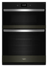 Whirlpool 30\" 5 Cu. Ft. Electric Combination Wall Oven with True Convection - Black Stainless Steel with PrintShield™ Finish - WOEC7030PV