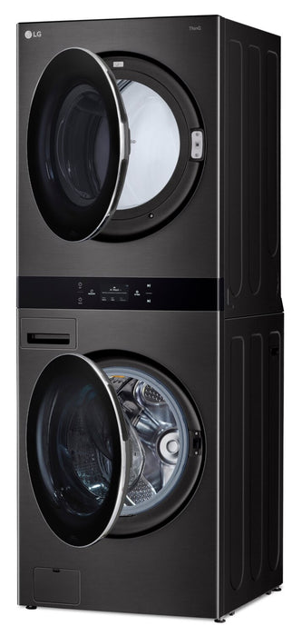 LG 5.8 Washer/7.4 Dryer Cu. Ft. Front-Load High-Efficiency Steam Washtower™ - Black Steel - WKEX300HBA