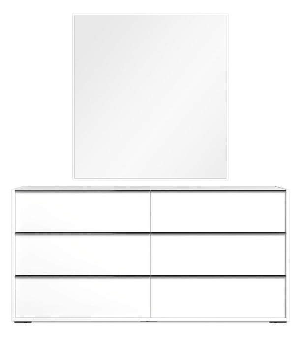 Raia 5pc Bedroom Set with Panel Bed, Dresser & Mirror - Made in Italy, Modern, White - Queen Size