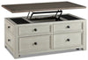 Colby Coffee Table with Lift Top and Casters  - Rustic style Coffee Table in Weathered oak and antique white