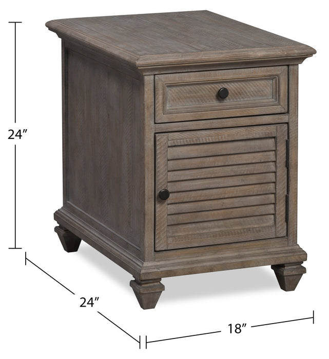 Lancaster 18\" Traditional End Table with Storage - Grey and Bronze Pine