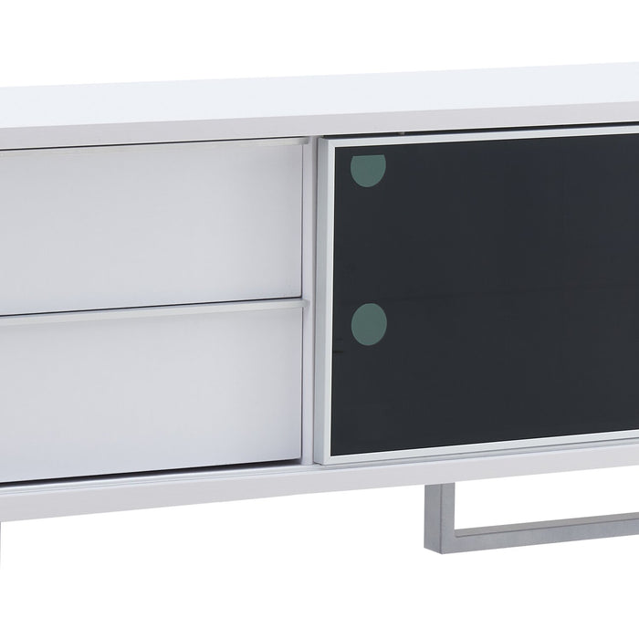 Amelia 89\" x 15.5\" Modern TV Stand with Storage and Cable Management for TVs up to 100\"- White & Black Two Tone