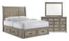Levi 5pc Bedroom Set with Storage Bed, Dresser & Mirror, Wooden, Drift Grey - Queen Size | Ensemble de chambre à coucher Levi 5 pièces en bois avec lit de rangement, commode et miroir, gris bois de grève - format grand lit
