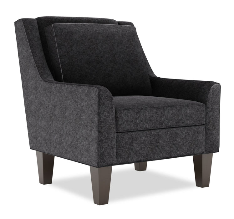 Made in Canada Sofa Lab Customizable Club 29\" Chenille Fabric Accent Chair with Wood Legs - Luxury Charcoal Grey