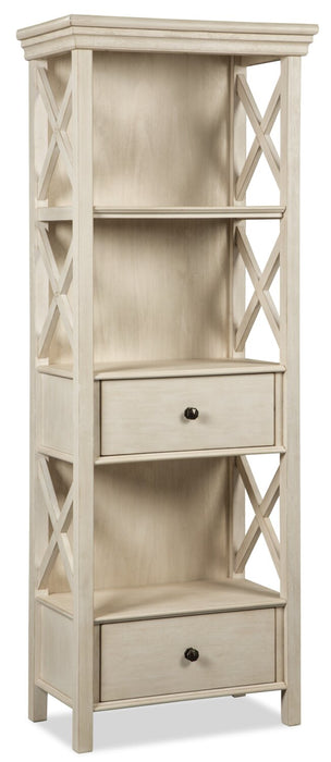 Isla Display Shelft with Storage Drawers, 25.4\"W - Antique White