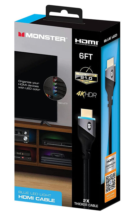 Monster 6 Ft. 4K High Speed HDMI Cable with Blue LED - MHV1-1028-BLU