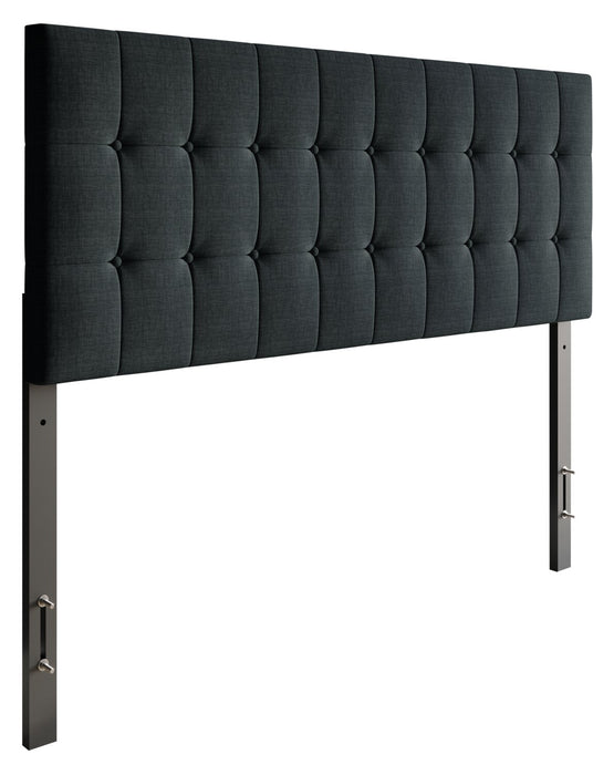 Ellis Upholstered Headboard in Charcoal Fabric, Button Tufted - Full Size