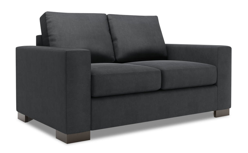 Made in Canada Customizable Sofa Lab Track  62\" Linen-Look Fabric Loveseat with Track Arms - Pax Pepper Grey