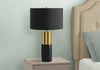 25" Black and Gold with Drum Shade Table Lamp|Lampe de table de 25 po noire et dorée avec abat-jour cylindrique