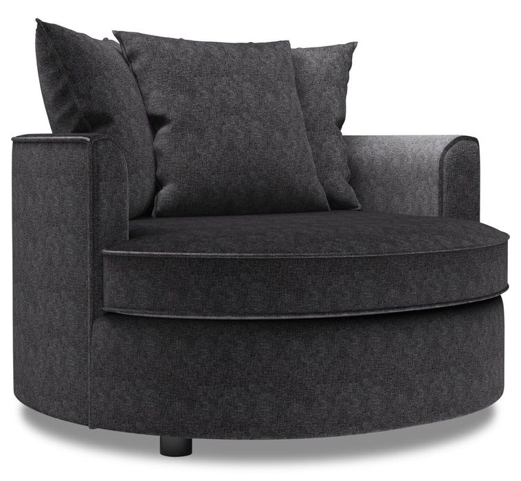 Made in Canada Sofa Lab Customizable Cuddler 48\" Chenille Fabric Accent Chair - Luxury Charcoal Grey