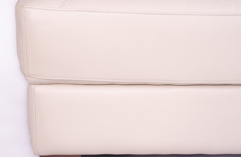 Chateau d'Ax Vita 44\" 100% Genuine Leather Chair with Diamond Pattern Stitching and Wood Legs - Smoke White