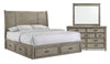 Levi 5pc Bedroom Set with Storage Bed, Dresser & Mirror, Wooden, Drift Grey - King Size | Ensemble de chambre à coucher Levi 5 pièces en bois avec lit de rangement, commode et miroir, gris bois de grève - format très grand lit