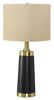 28" Black and Gold Metal with Beige Drum Table Lamp|Lampe de table de 28 po en métal noir et doré avec abat-jour beige