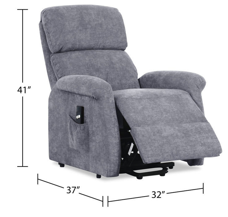 Ruben 32\" Chenille Fabric Power Lift Reclining Chair - Grey