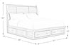 Levi Platform Storage Bed with Headboard & Frame, Wooden, Drift Grey - King Size | Lit plateforme de rangement Levi en bois avec tête de lit et cadre de lit, gris bois de grève - format très grand lit