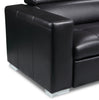 Drake Leather-Look Fabric Chair with Pull-Out Ottoman - Black  