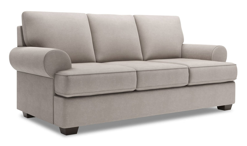 Made in Canada Customizable Sofa Lab Roll 86\" Linen-Look Fabric Sofa Bed with Rolled Arms - Pax Slate Grey