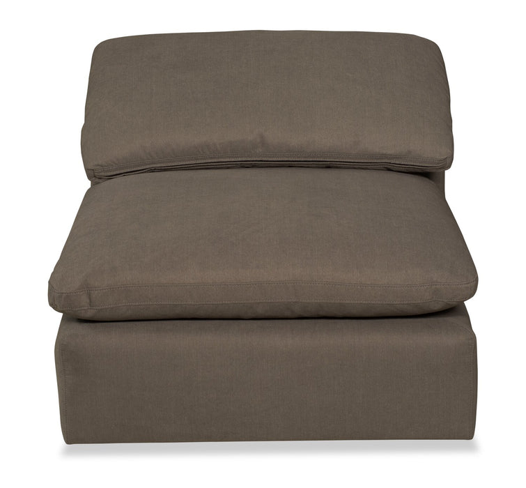 Eclipse Modular 38\" Linen-Look Fabric Armless Chair with Reversible Feather Down Cushions - Slate Grey